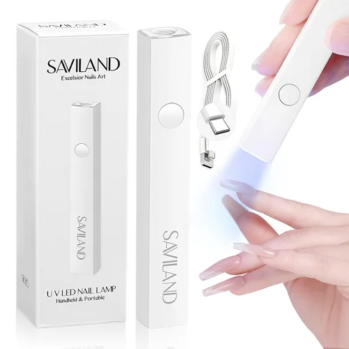 Miniatura 10 de SAVILAND Essentials Lámpara de uñas LED manos libres: luz UV rosa de secado rápido con soporte plegable LCD visible Temporizador de 20/60s lámpara