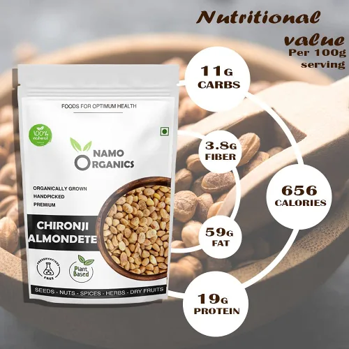 Miniatura 4 de Seasol Namo Organics - Semillas de almendra gigantes - 5.29 oz - Frutos secos Chironji/Charoli - Procedentes de agricultores orgánicos