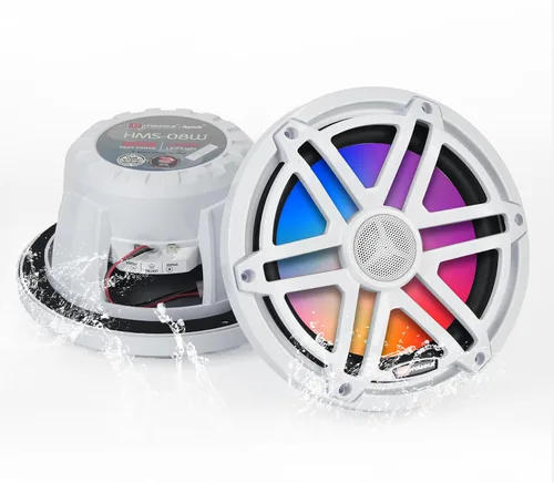 Miniatura 7 de H YANKA MC-65B - Altavoces marinos 6.5 - 750 W 2 vías IP67 impermeable sistema estéreo marino con luz LED azul, sonido de rango completo, altavoces