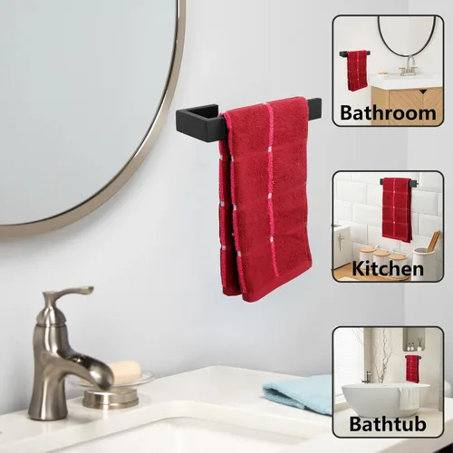 Miniatura 3 de TocTen Juego de 7 piezas de accesorios de baño, juego de barra de toalla de acero inoxidable grueso, incluye 2 toalleros de baño, soporte