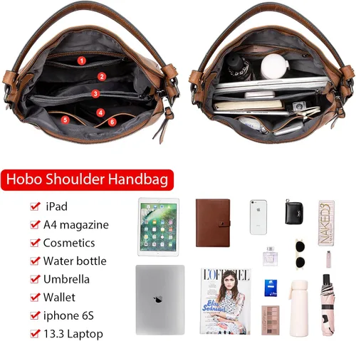 Miniatura 4 de Realer Bolsos de mano Hobo, bolsos para mujer, bolsos de cuero y bolsos de mano, bolsillos, bolsos cruzados grandes