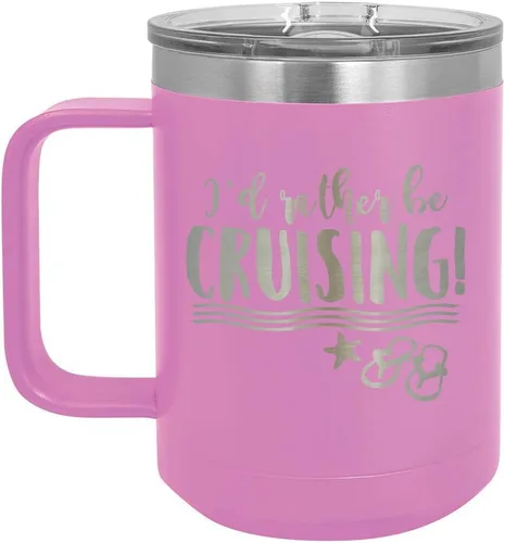 Miniatura 8 de I'D RATHER BE CRUISING Amarillo Taza de café de 15 oz con tapa deslizante Taza de café de viaje con aislamiento Ideas de regalos de cumpleaños