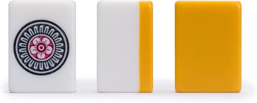 Miniatura 5 de Yellow Mountain Imports Juego de Riichi Mahjong Japonés – Fichas de Tamaño Estándar Blancas y Amarillas – con Ficha de Viento del Este y Estuche