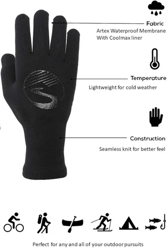 Miniatura 7 de ShowersPass Guantes de punto de punto cruzado unisex transpirables impermeables negro - LG