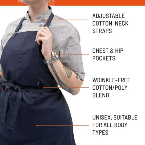 Miniatura 2 de TILIT Delantal sin arrugas, talla única, delantal de chef premium con bolsillos, delantal unisex para hombres y mujeres, diseño de calidad