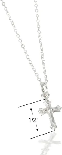 Miniatura 3 de Pequeño collar de cruz de plata de ley con cadena, o con cadena y gota de perlas para bebés (12 pulgadas), niñas (14 pulgadas) y adolescentes