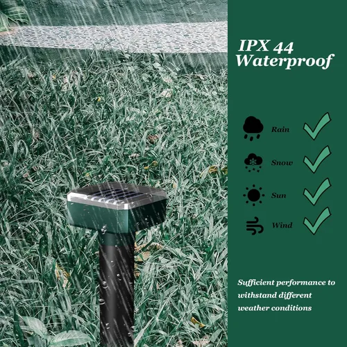 Miniatura 8 de Dispositivos repelentes de ciervos, disuasorio sónico y solar para plantas de jardín, cobertura de 7000 pies cuadrados, repelente sónico impermeable