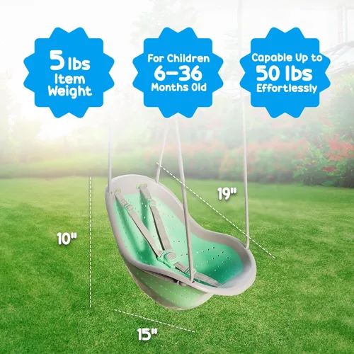 Miniatura 3 de Sweeng - Columpio infantil con correas de arnés de ajuste Ease Z, diseño plegable y flexible, y ganchos de metal fáciles de colgar para patio