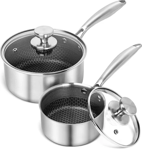 Miniatura 11 de MICHELANGELO Cacerola de 1 cuarto de galón con tapa, sartén de acero inoxidable de triple capa premium con tapa, cacerola pequeña