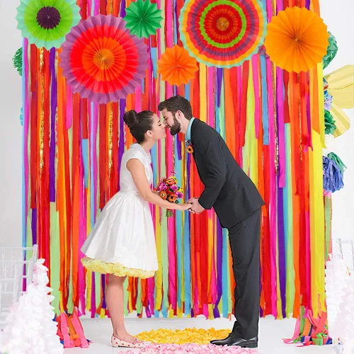 Miniatura 5 de Telón de fondo de fiesta mexicana con abanicos de papel, decoración de fiesta mexicana del Cinco de Mayo, telón de fondo para boda, novia, baby
