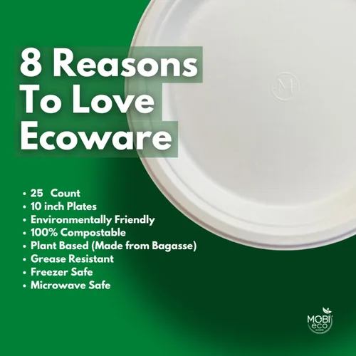 Miniatura 3 de Platos de papel, 100 % compostables, 10 pulgadas por 0.5 pulgadas de profundidad, plato desechable resistente, certificado (BPI), sin (PFAS)