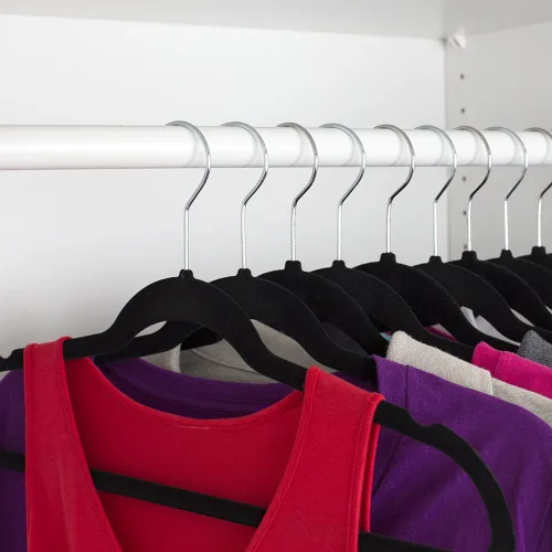 Miniatura 5 de Home Basics Perchas para trajes/ropa de interior de acero negro para interiores (paquete de 25), 9.25 pulgadas de alto x 18 pulgadas de ancho x 0.25