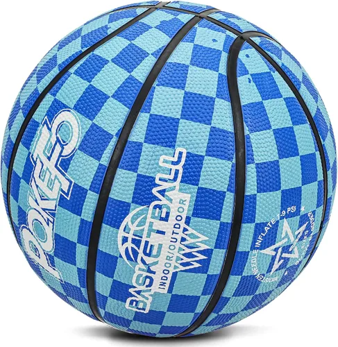 Miniatura 7 de Baloncesto para niños y jóvenes tamaño 5 (27.5") de goma premium para interiores y exteriores para niños y niñas, impermeable para juegos en el Azul