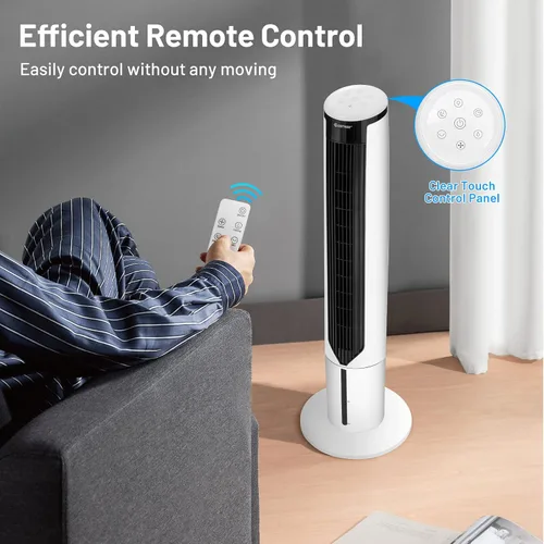 Miniatura 5 de COSTWAY Enfriador de aire evaporativo portátil para habitación, enfriador de 41 pulgadas con control remoto, enfriador oscilante de 70° con 4