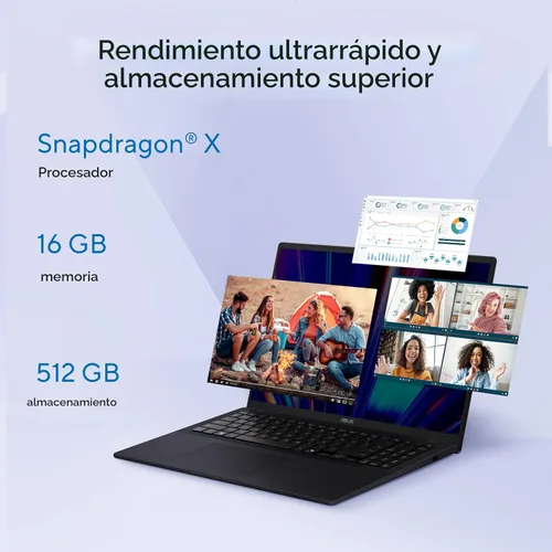 Miniatura 5 de ASUS Vivobook 14 Laptop, Pantalla WUXGA de 14” 60Hz, Qualcomm Snapdragon X, GPU Qualcomm Adreno, 16GB RAM, SSD de 512GB, Windows 11, Plata Claro