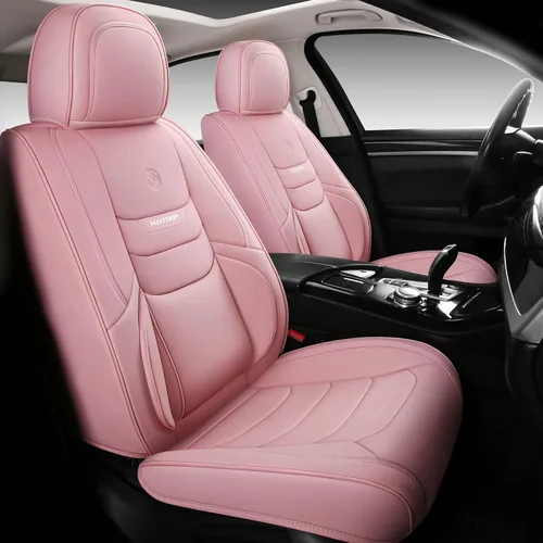 Miniatura 10 de Fundas de cuero de cobertura completa para asiento delantero de automóvil, 1 par, ajuste universal para la mayoría de automóviles, sedanes, XT04 Gris