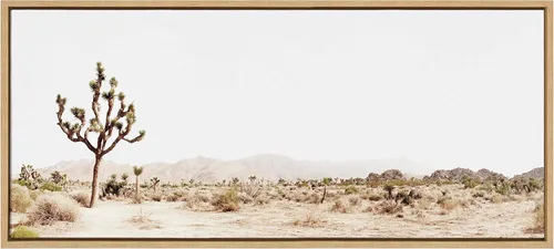 Kate and Laurel Sylvie Lone Joshua Tree - Lienzo enmarcado para pared, diseño de Amy Peterson Art Studio, 18 x 40 pulgadas, natural, arte decorativo