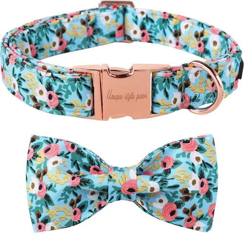 Miniatura 15 de Unique style paws Collar de perro con corbata, collar de perro a cuadros rosa y verde, el mejor regalo para perros pequeños, medianos y grandes, S