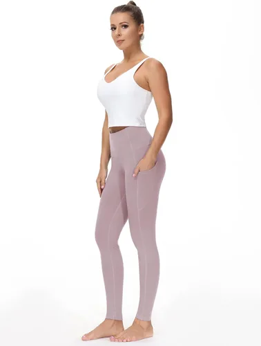 Miniatura 2 de THE GYM PEOPLE Pantalones de yoga gruesos de cintura alta con bolsillos, control de abdomen, leggings de yoga para mujer