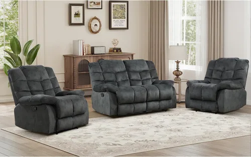 Miniatura 36 de CANMOV Silla reclinable manual, sofá reclinable individual con respaldo y reposabrazos sobrerelleno para sala de estar, muebles de dormitorio