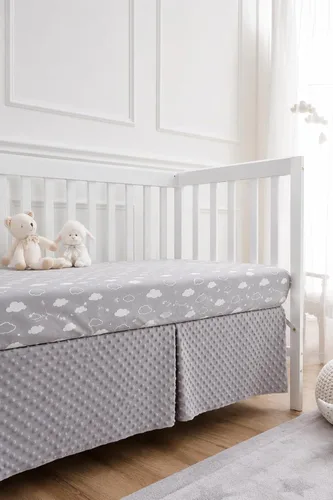 Miniatura 4 de American Baby Company - Sábana bajera ajustable de chenilla suave y celestial para cuna de 71 cm x 132 cm, hoja neutra cálida y acogedora en Nube