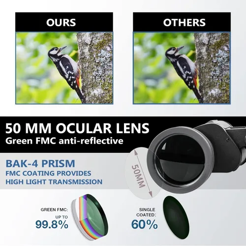 Miniatura 3 de Binoculares de 20 x 50 para adultos, prismáticos profesionales de alta potencia HD para observación de aves Viajes Observación de estrellas 123456