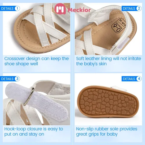 Miniatura 132 de Meckior Sandalias de verano con punta abierta y suave de piel sintética para bebés y niñas pequeñas