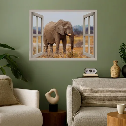 Miniatura 23 de wall26 Adhesivo decorativo para pared, diseño de oso y mariposa fuera de una ventana abierta, no se pega ni se pega, papel tapiz no tejido