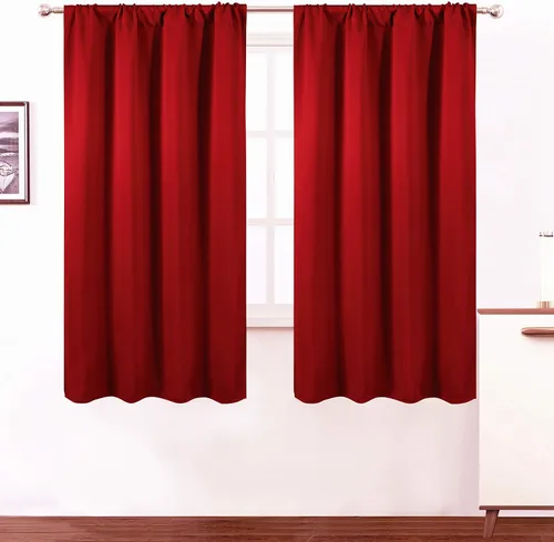 Miniatura 15 de LEMOMO Cortinas opacas negras para cocina, 42 x 45 pulgadas, juego de 2 paneles de cortinas opacas con bolsillo para cortinero para ventana pequeña