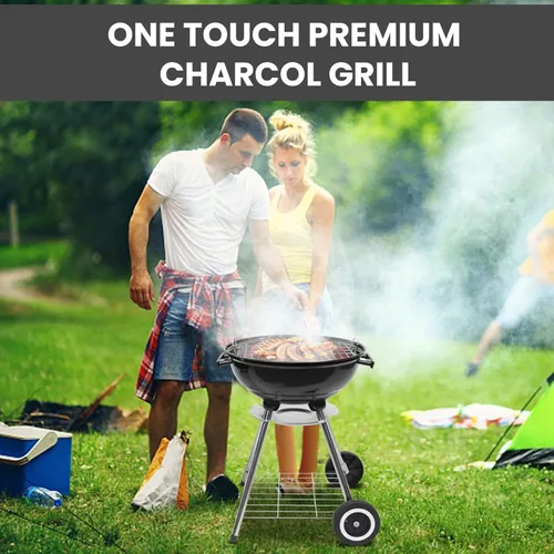 Miniatura 5 de Parrilla de carbón portátil de 18 pulgadas – Parrilla BBQ redonda de alta resistencia con tazón de parrilla engrosado, resistente con 4 patas
