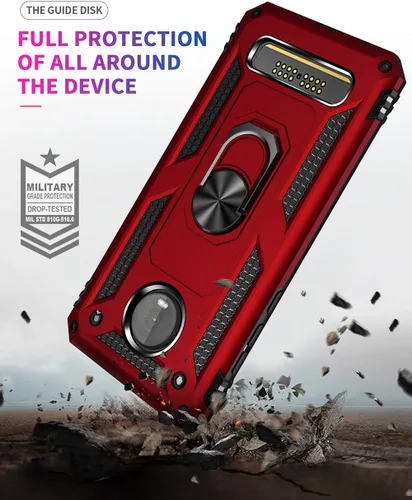 Miniatura 4 de Funda de grado militar para Motorola Moto Z4, Moto Z4 Play Case 360 Metal giratorio anillo soporte soporte magnético para coche Armadura resistente