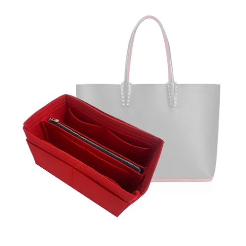 Purse Organizer for Cabata Purse Insert, Cabata Tote Organizer, Handmade 2mm Premium Felt Snug Sturdy Silver Zipper (For Large Cabata, Lime)