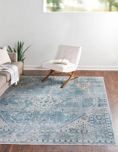 Miniatura 18 de Unique Loom Newport Collection - Alfombra de área ocre (2' x 3' 11", azul/marrón claro)