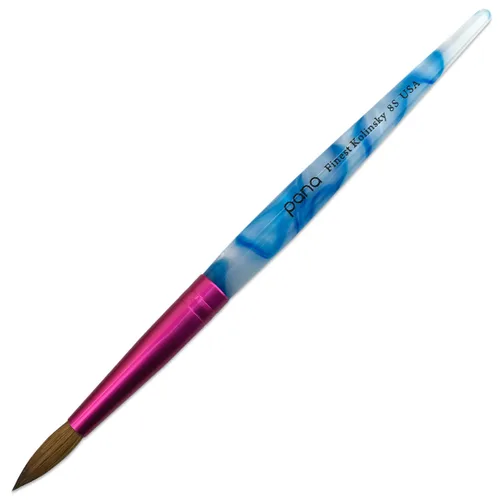 Miniatura 14 de PANA Pure Kolinsky Hair - Pincel para uñas acrílicas de pelo, forma redonda, virola rosa con mango azul con remolino blanco (tamaño 16)