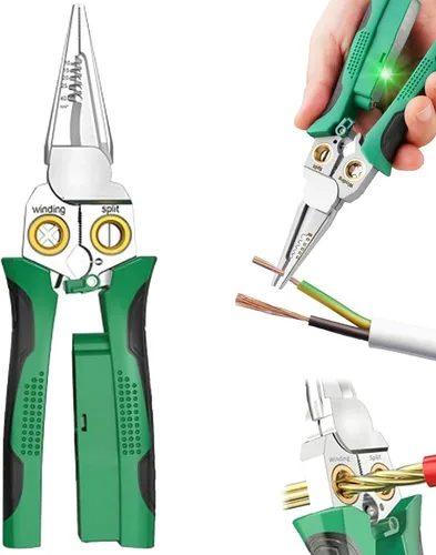 Pelacables 8 en 1 con probador de voltaje, herramienta de pelado de cables eléctricos multifunción para cortar y tirar de alicates, herramienta de