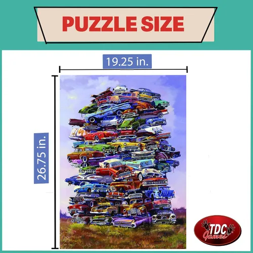 Miniatura 3 de TDC Games Rompecabezas de coche clásico fabuloso de los años 50, rompecabezas vintage de 1000 piezas para adultos