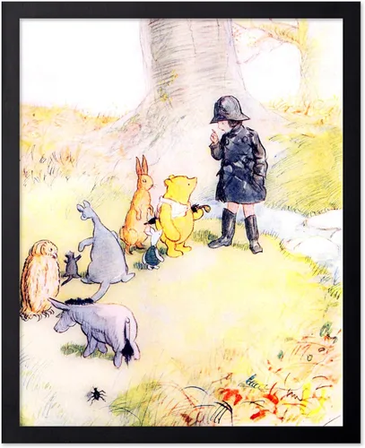 Miniatura 54 de Poster Master Póster de ilustración vintage, impresión de paisaje retro, regalo para bebé, niño, mapa de madera de 100 acres, oso, cerdo, animal