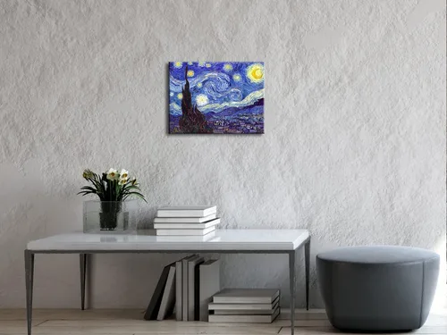 Miniatura 4 de Pyradecor Van Gogh - Lienzo decorativo de pared con diseño de noche estrellada, reproducción clásica de pintura al óleo impresionista, envuelto