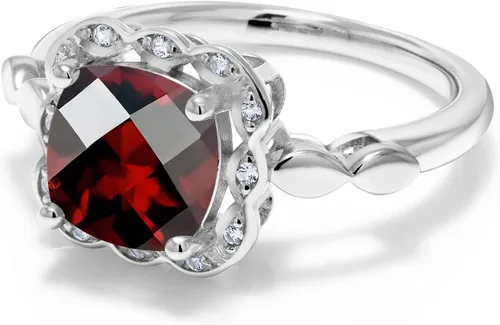 Miniatura 35 de Gem Stone King Anillo de compromiso de plata de ley 925 de 0.315 in con piedra natal y zafiro blanco creado Anillo de compromiso de boda