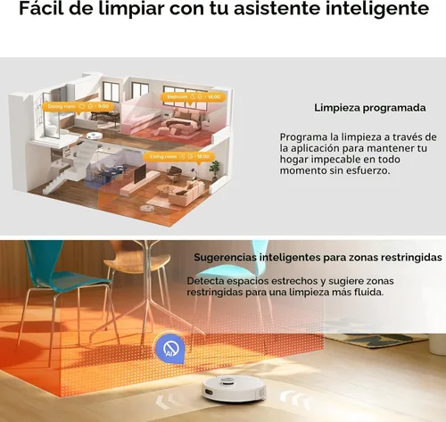 Miniatura 8 de roborock Robot aspirador y trapeador Q7 M5+, actualizado desde Q5 Max+, hasta 7-9 semanas de autovaciado, succión de 10000 Pa, sistema doble Blanco