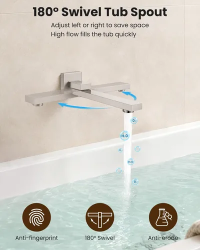Miniatura 2 de gotonovo - Grifo de bañera montado en la pared con rociador de mano, juego de grifo de ducha giratorio de 180°, sistema de ducha de baño de una sola
