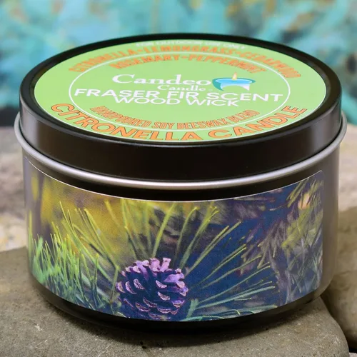 Miniatura 2 de Candeo Candle Vela de citronela – mecha de madera – Sin DEET – Fabricado con aceites esenciales a base de plantas y una mezcla de soja/cera