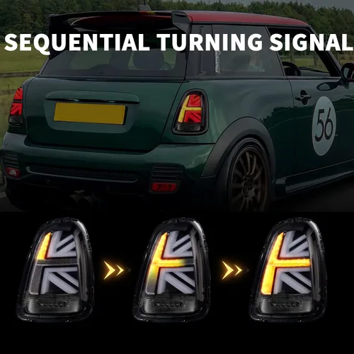 Miniatura 4 de Conjunto de luces traseras para Mini Cooper 2007-2013 y Coopers Hatchback R56 R57 R58 R59 Union Jack luces traseras con luz de señal de giro