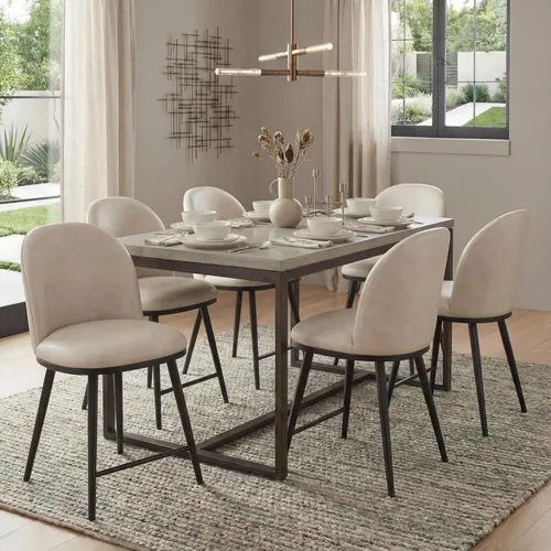Miniatura 14 de KISLOT Juego de 2 sillas de comedor, sillas de cocina modernas tapizadas con respaldo ergonómico, cojín de tela y patas de metal curvas de dibujo
