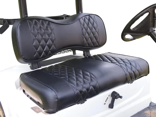 Miniatura 36 de Huskey Parts Company 2 piezas de fundas de asiento para carrito de golf marrón con costura en diamante para Club Car DS 2000.5-2013, vinilo de grado