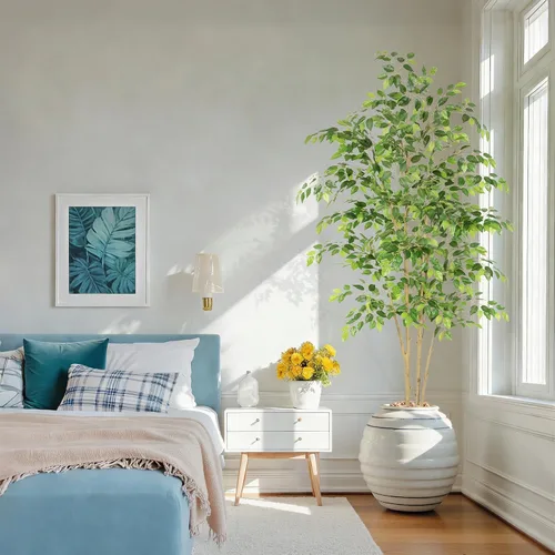 Miniatura 6 de Nafresh Árbol de ficus artificial alto resistente a los rayos UV, 7 pies (84 pulgadas) con textura realista, árbol de ficus sintético en maceta