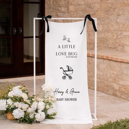 Miniatura 3 de Banner de bienvenida personalizado para baby shower, letrero de telón de fondo de tela con nombre personalizado Baby Shower #6
