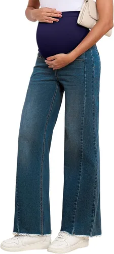 Miniatura 4 de BLENCOT Jeans de maternidad para mujer, pierna recta, elásticos, rasgados, para embarazo, jeans de novio