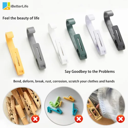 Miniatura 5 de iBetterLife Alfileres de ropa resistentes para exteriores, 8 ganchos grandes para ropa sucia con clips, abrazaderas organizadoras de armario