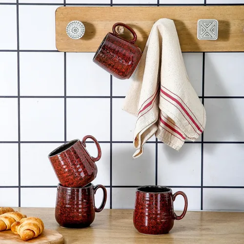 Miniatura 7 de HASENSE Juego de 4 tazas de café de cerámica, tazas de café pequeñas de 8 onzas, taza de porcelana con asa para expreso, té, leche y cacao, ideal